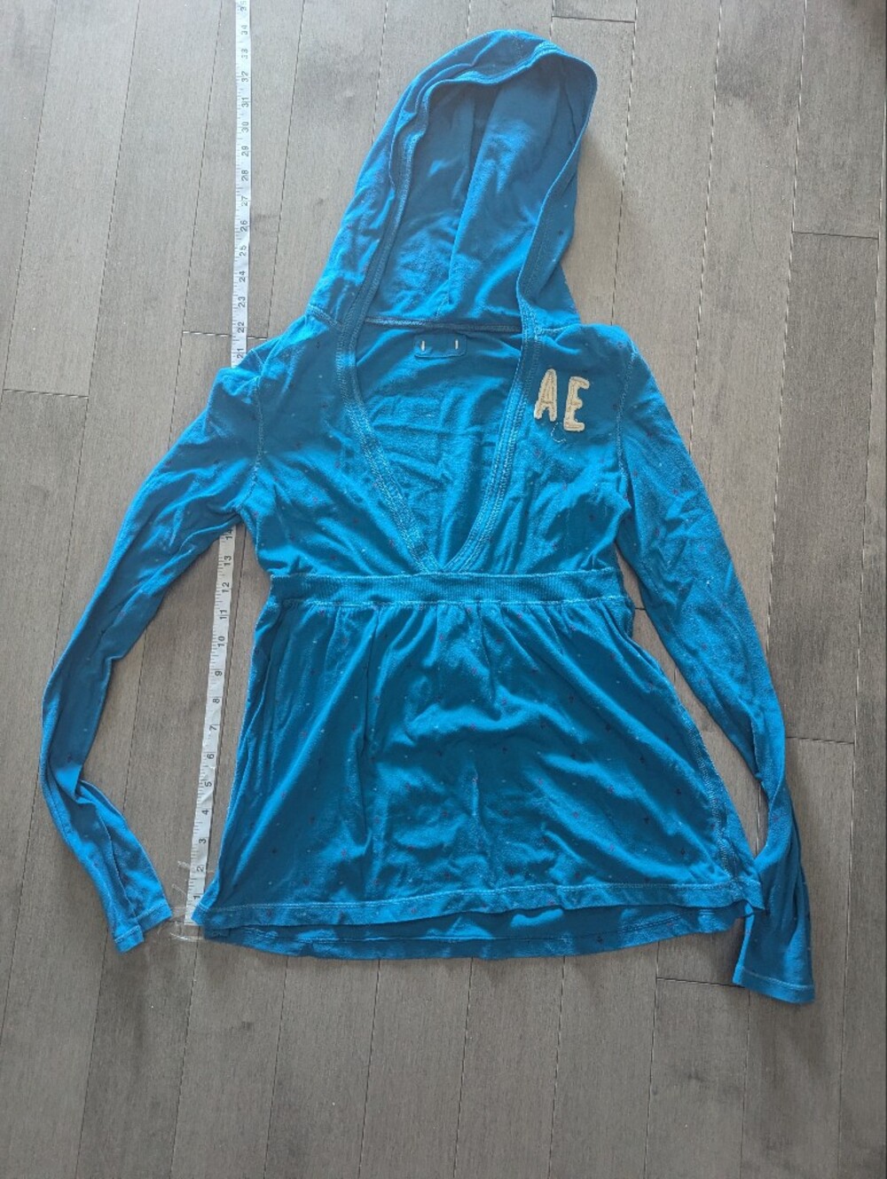 American Eagle Outfitters Teal Hooded Peplum Jacket Small
